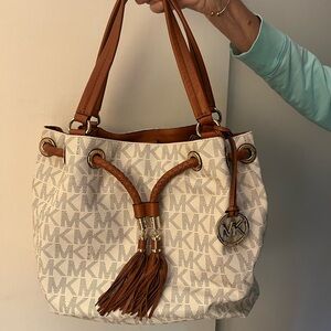 Michael Kors Brown and Cream Shoulder Bag